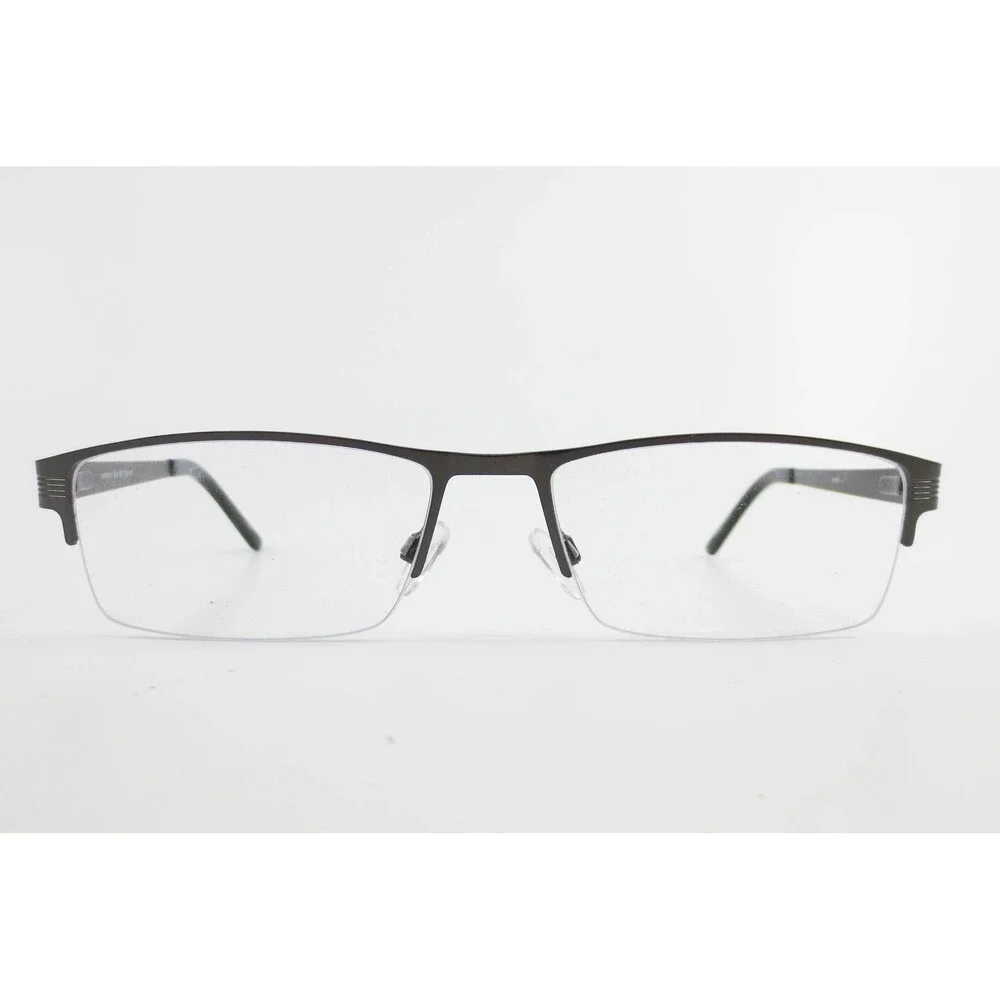 Tempo MR0001 GM Gunmetal Semi Rimless Rectangular Eyeglass Frames 58-18-150